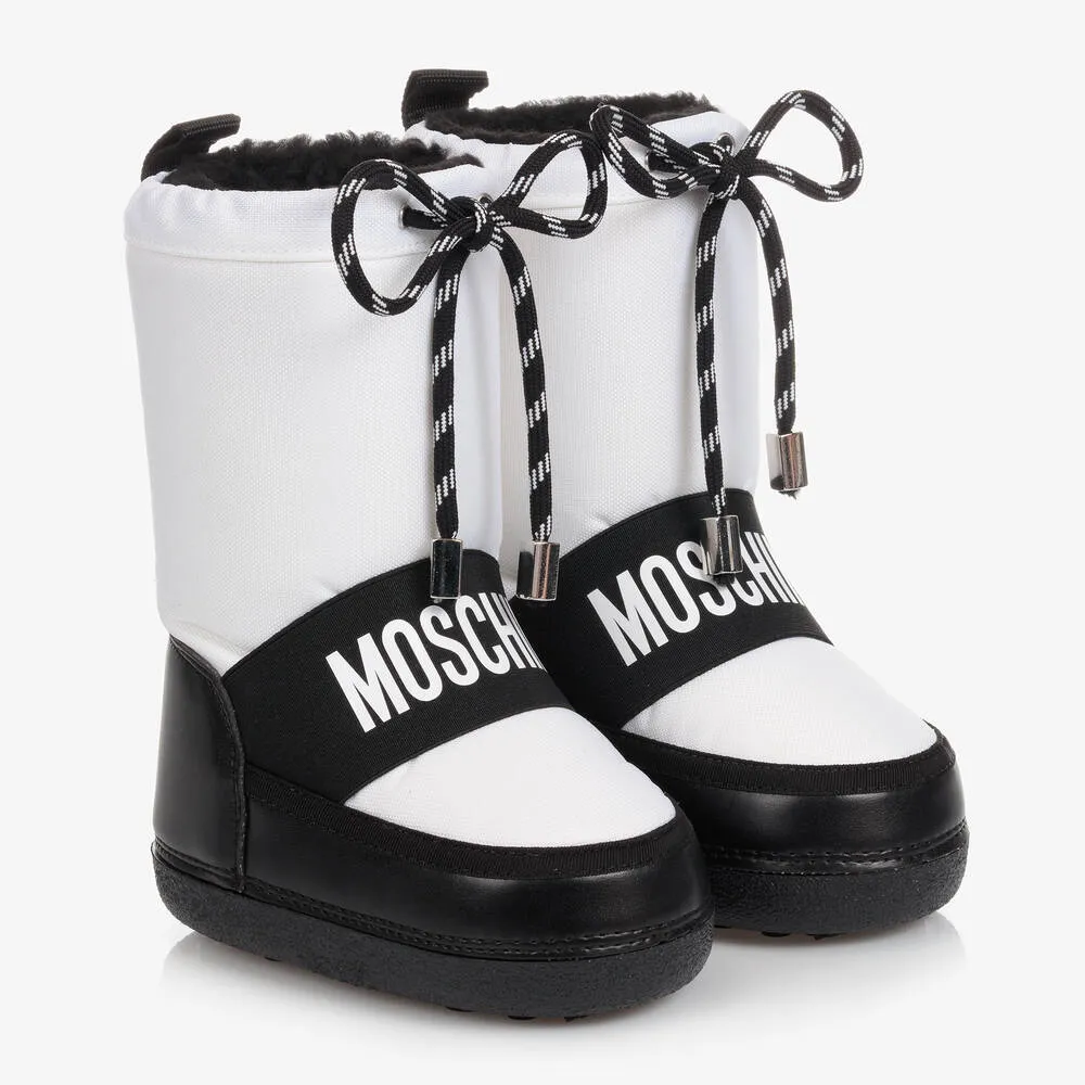 White Logo Snow Boots