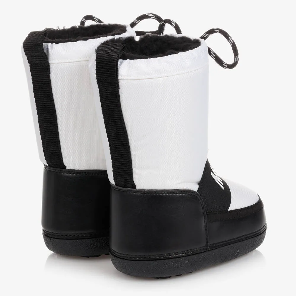 White Logo Snow Boots