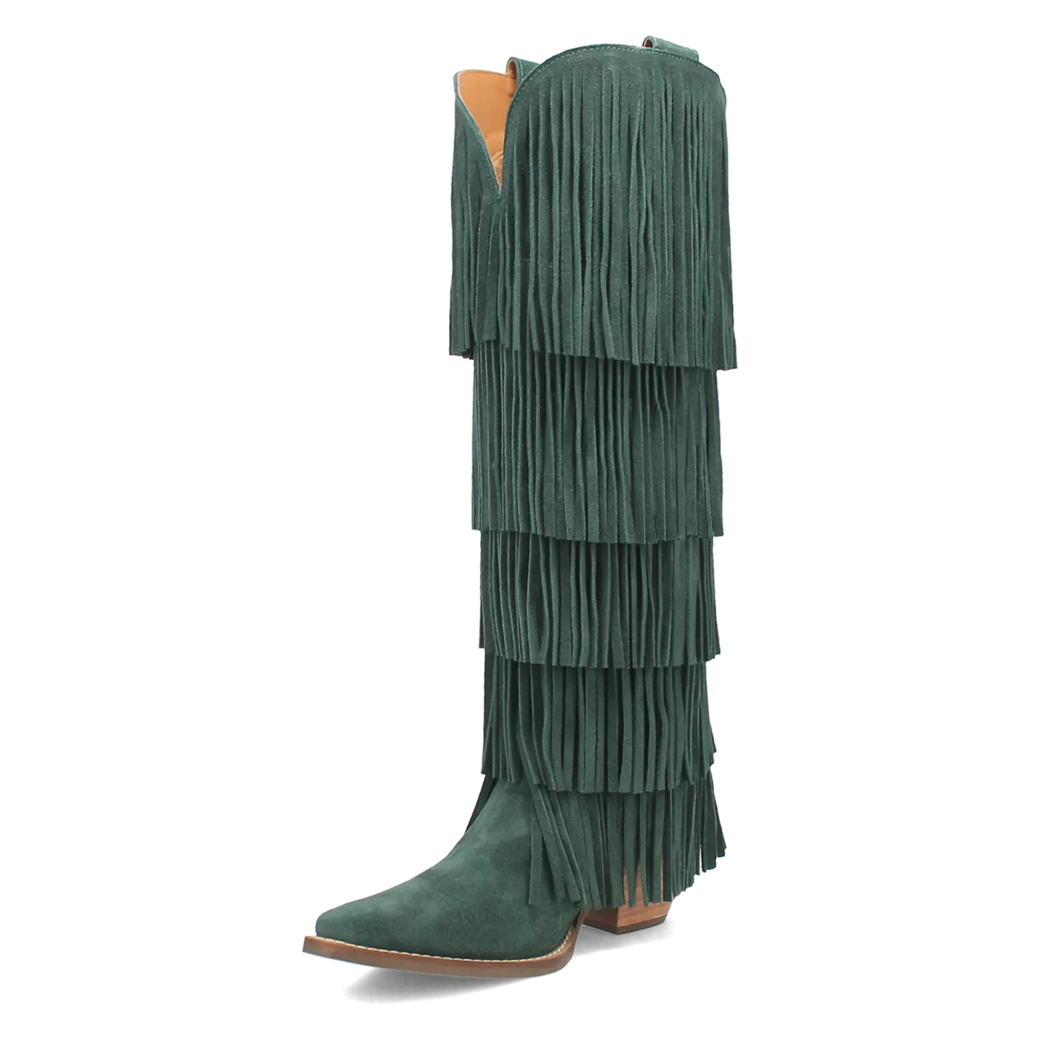 Wild Child Green Suede Leather Fringe Boots (DS) ~ PREORDER SEPTEMBER 2024