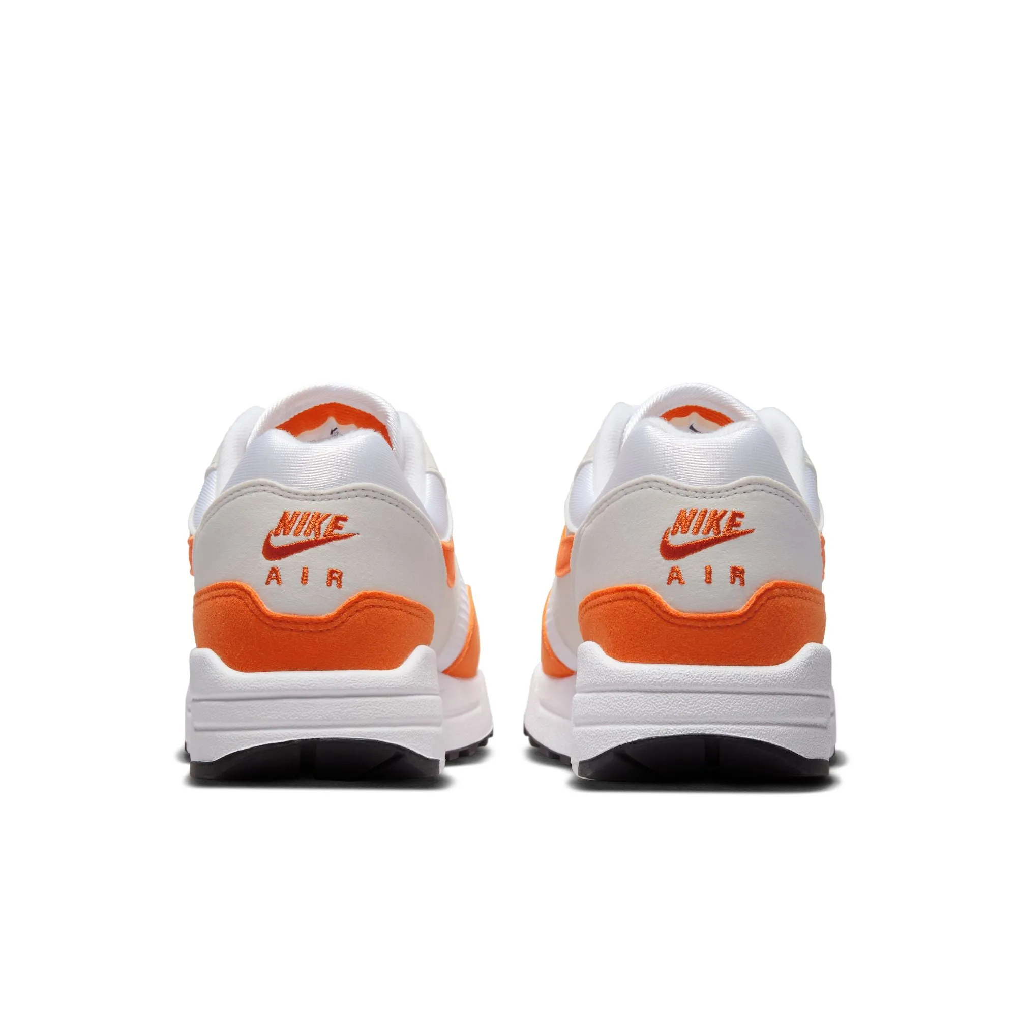 Women's Nike Air Max 1-NEUTRAL GREY/SAFETY ORANGE-WHITE-BLACK