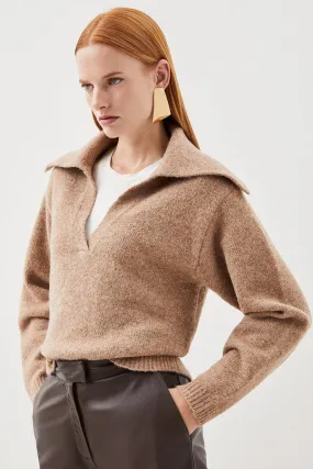 Wool Blend Relaxed Collar Knit Jumper | Karen Millen