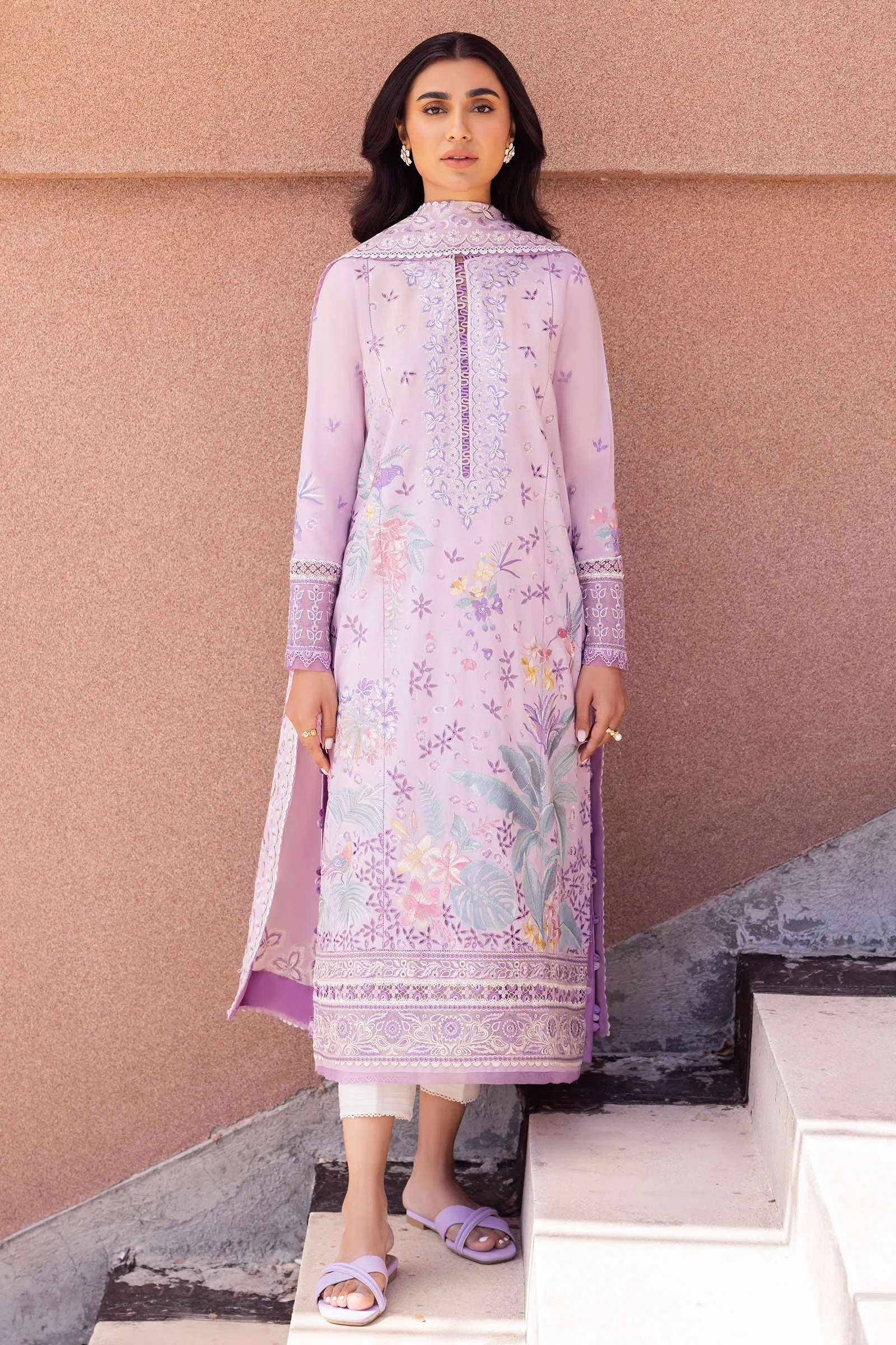 Zaha By Khadijah Shah Embroidered Lawn Unstitched 3Pc Suit ZL24-01A ELA